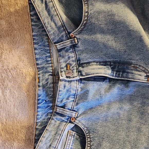 Monki Blue Straight Leg Jeans with Dog Embroidery On Both Knees Sz 30 - Picture 5 of 8